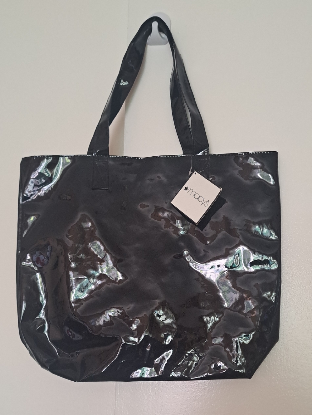 Macy's Black Glossy Patent Tote